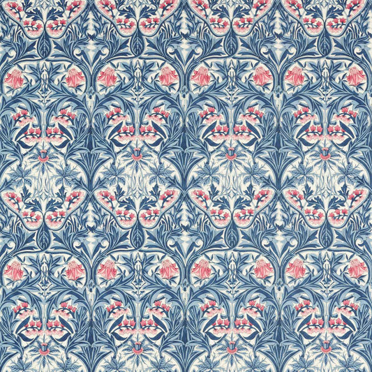 MORRIS & CO Bluebell Fabric Leaves , Trees Indigo,Rose   - MEWF227037