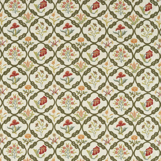 MORRIS & CO Mays Coverlet Fabric Classic Floral Twining Vine   - MEWF237309