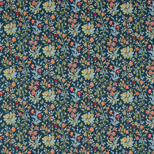 MORRIS & CO Flowers by May Fabric Classic Floral Indigo   - MEWF237313