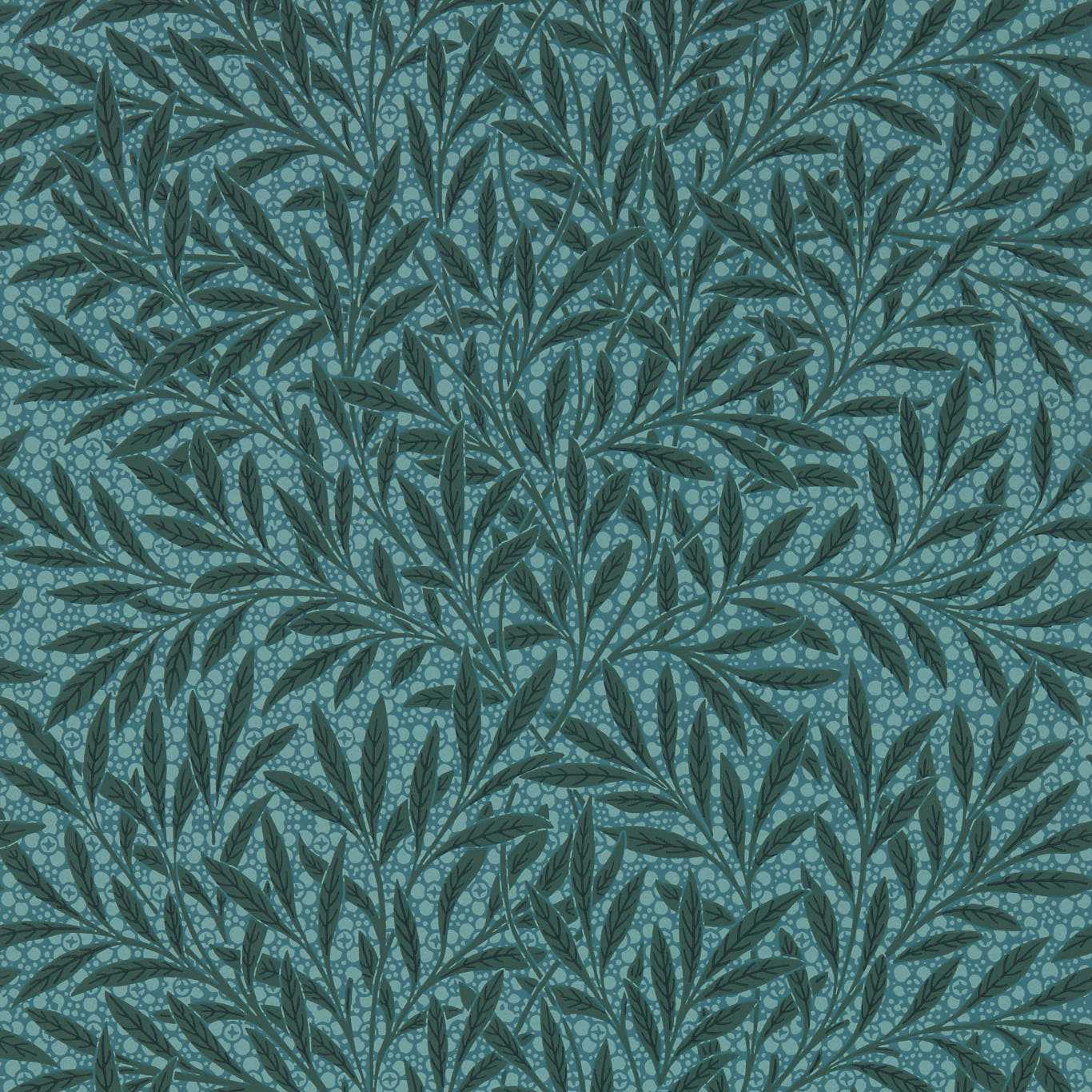 MORRIS & CO Emerys Willow Wallpaper Leaves , Trees Emery Blue  Surflex-Printed Wallpaper - MEWW217183