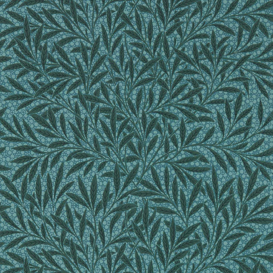 MORRIS & CO Emerys Willow Wallpaper Leaves , Trees Emery Blue  Surflex-Printed Wallpaper - MEWW217183