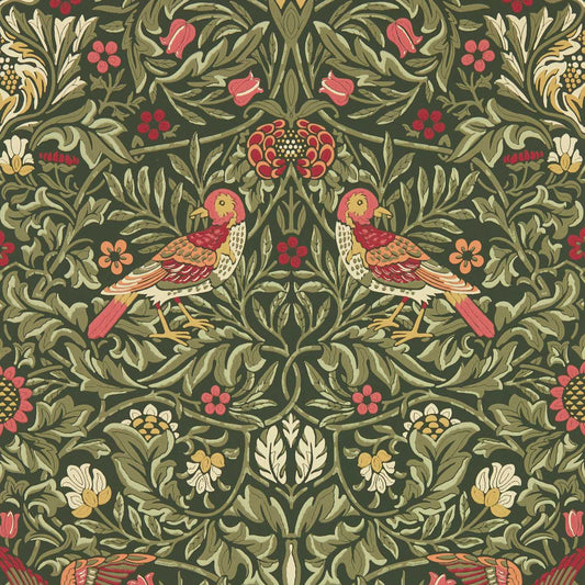 MORRIS & CO Bird Wallpaper Birds Wooded Dell  Surflex-Printed Wallpaper - MEWW217194