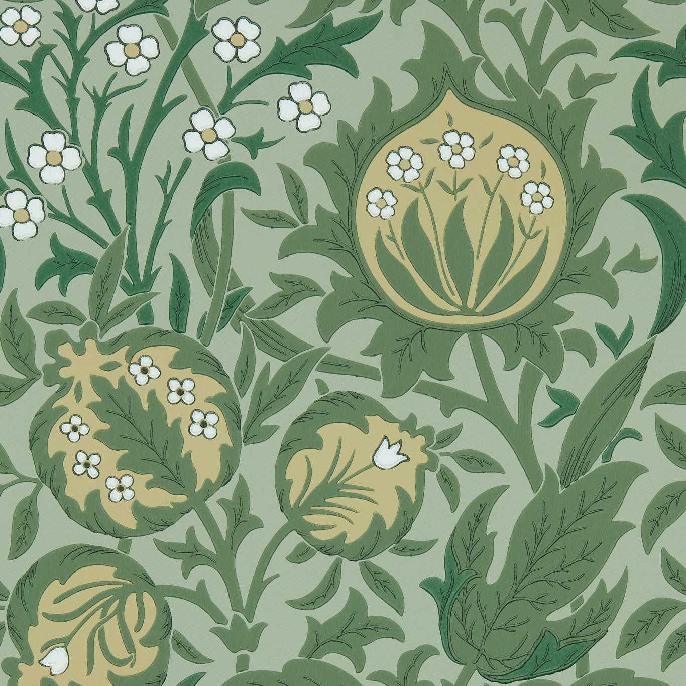 MORRIS & CO Elmcote Wallpaper Classic Floral Herball  Surflex-Printed Wallpaper - MEWW217201