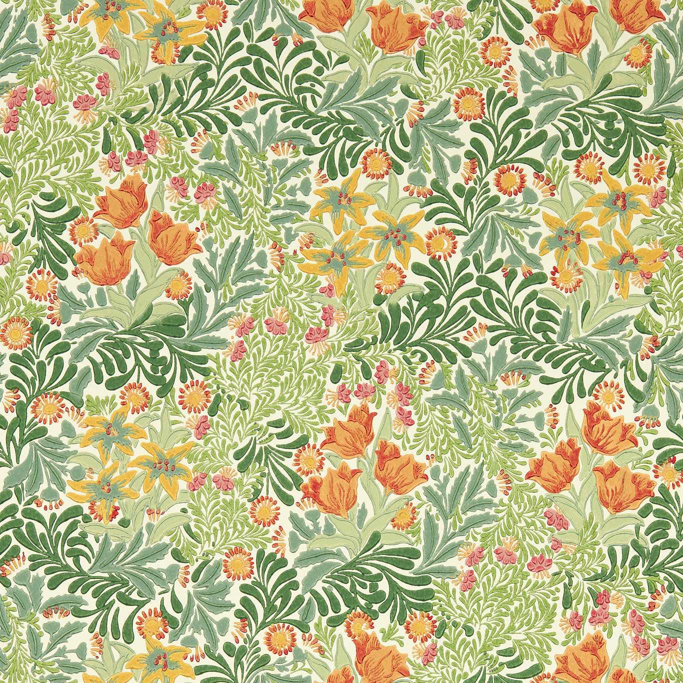 MORRIS & CO Bower Wallpaper Contemporary, Floral Herball,Weld  Surface- Printed Wallpaper - MEWW217204