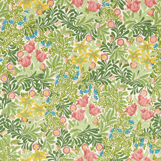 MORRIS & CO Bower Wallpaper Contemporary, Floral Boughs Green,Rose  Surface- Printed Wallpaper - MEWW217205