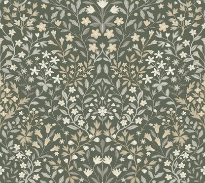 York Wallcoverings Magnolia Home 4 Garden Terrace Olive Wallpaper Modern Botanical Greens   - MF4722