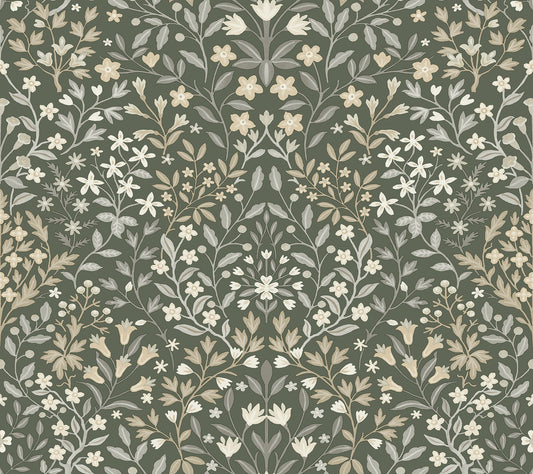 York Wallcoverings Magnolia Home 4 Garden Terrace Olive Wallpaper Modern Botanical Greens   - MF4722