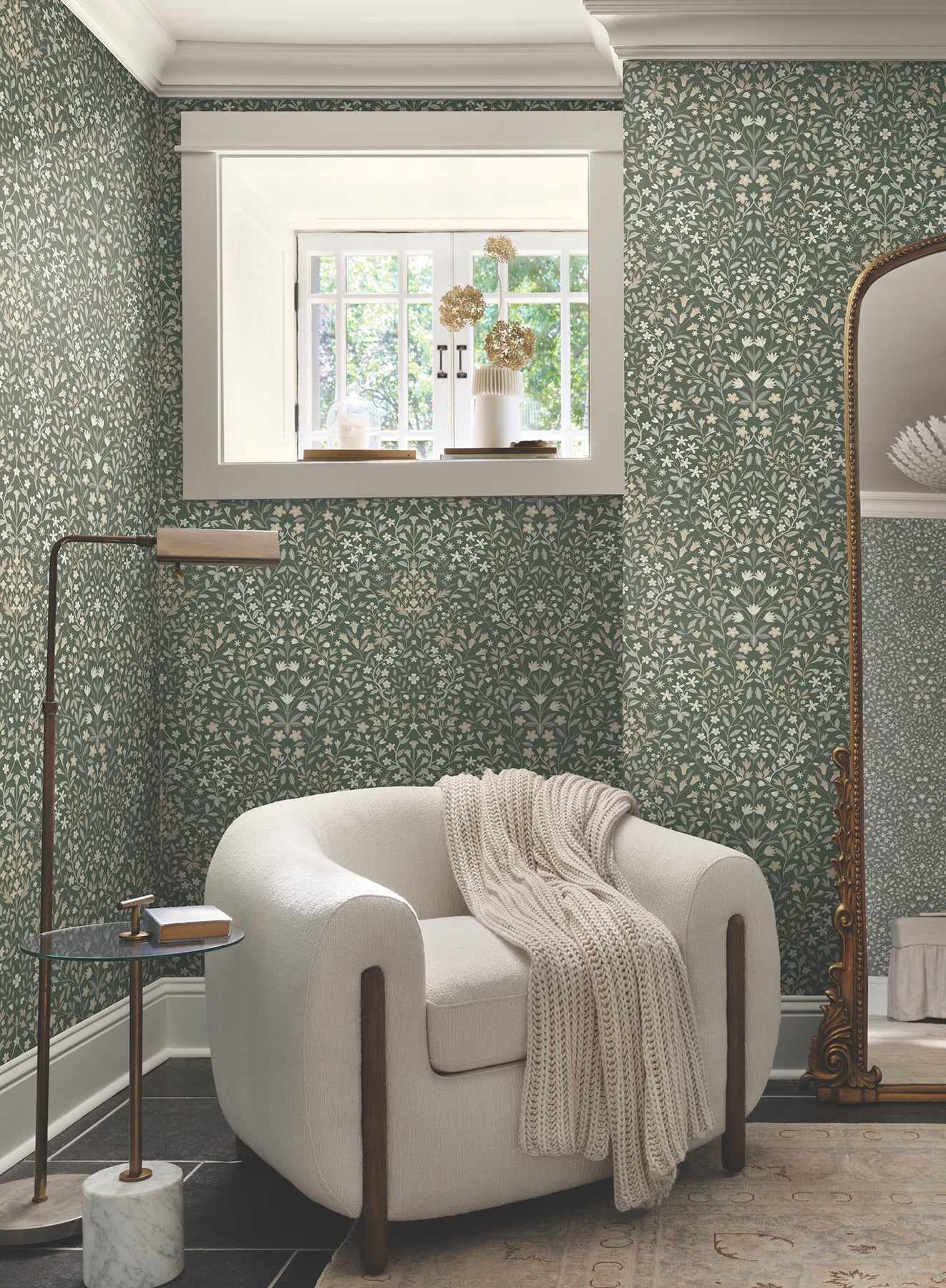 York Wallcoverings Magnolia Home 4 Garden Terrace Olive Wallpaper Modern Botanical Greens   - MF4722