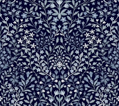 York Wallcoverings Magnolia Home 4 Garden Blue Terrace Wallpaper Modern Botanical Blues   - MF4723