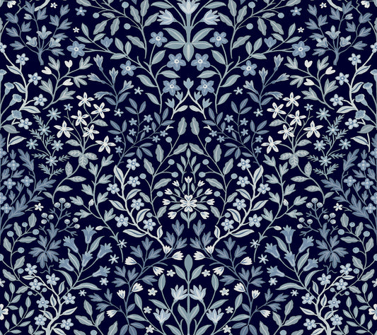 York Wallcoverings Magnolia Home 4 Garden Blue Terrace Wallpaper Modern Botanical Blues   - MF4723