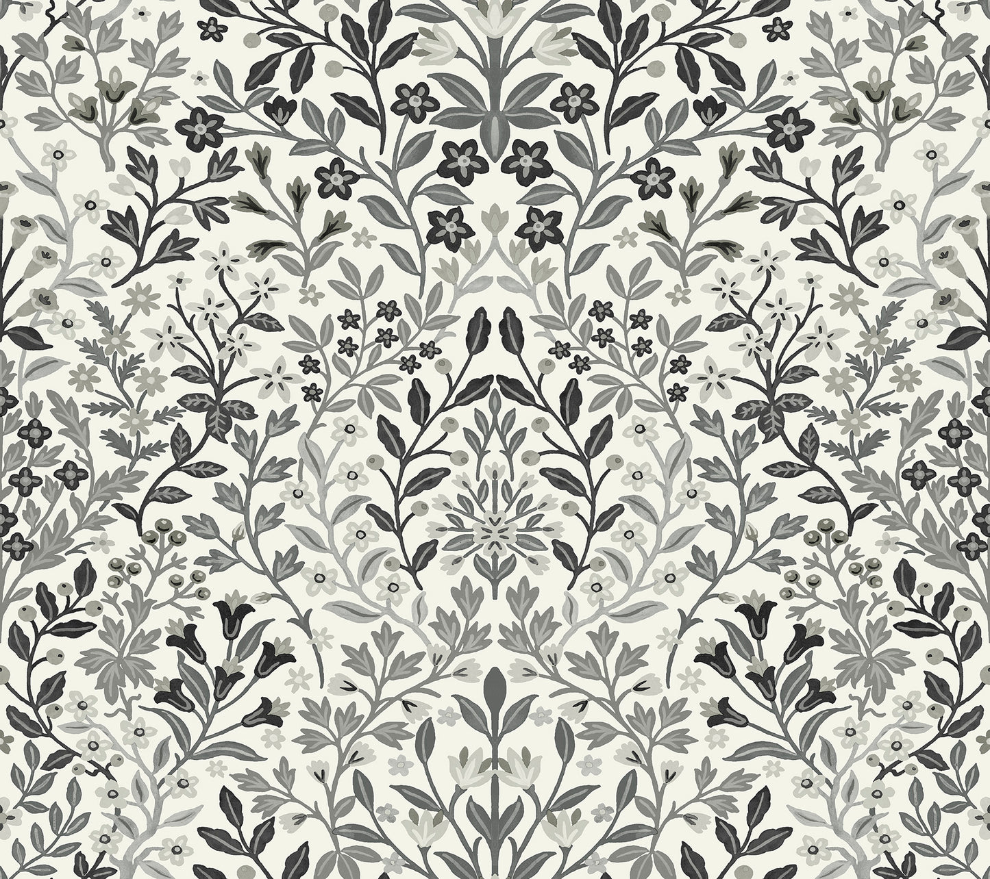 York Wallcoverings Magnolia Home 4 Garden White and Black Terrace Wallpaper Modern Botanical Blacks   - MF4724