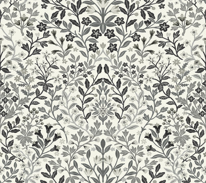 York Wallcoverings Magnolia Home 4 Garden White and Black Terrace Wallpaper Modern Botanical Blacks   - MF4724