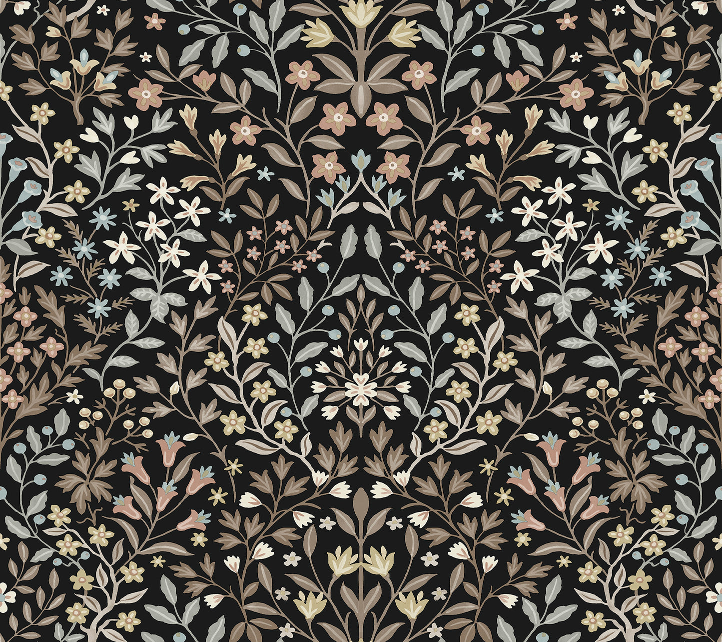York Wallcoverings Magnolia Home 4 Garden Black and Neutral Terrace Wallpaper Modern Botanical Blacks   - MF4725