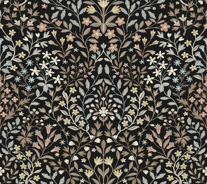York Wallcoverings Magnolia Home 4 Garden Black and Neutral Terrace Wallpaper Modern Botanical Blacks   - MF4725
