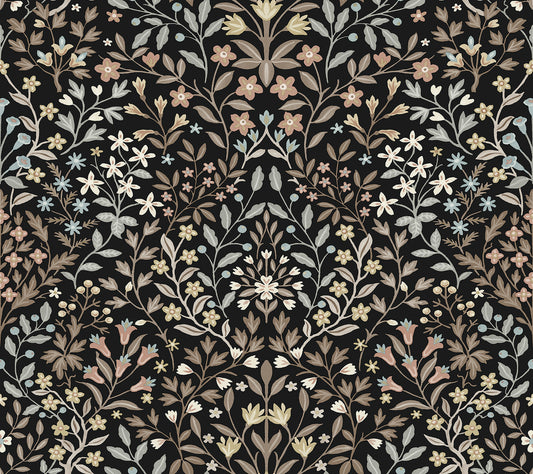 York Wallcoverings Magnolia Home 4 Garden Black and Neutral Terrace Wallpaper Modern Botanical Blacks   - MF4725