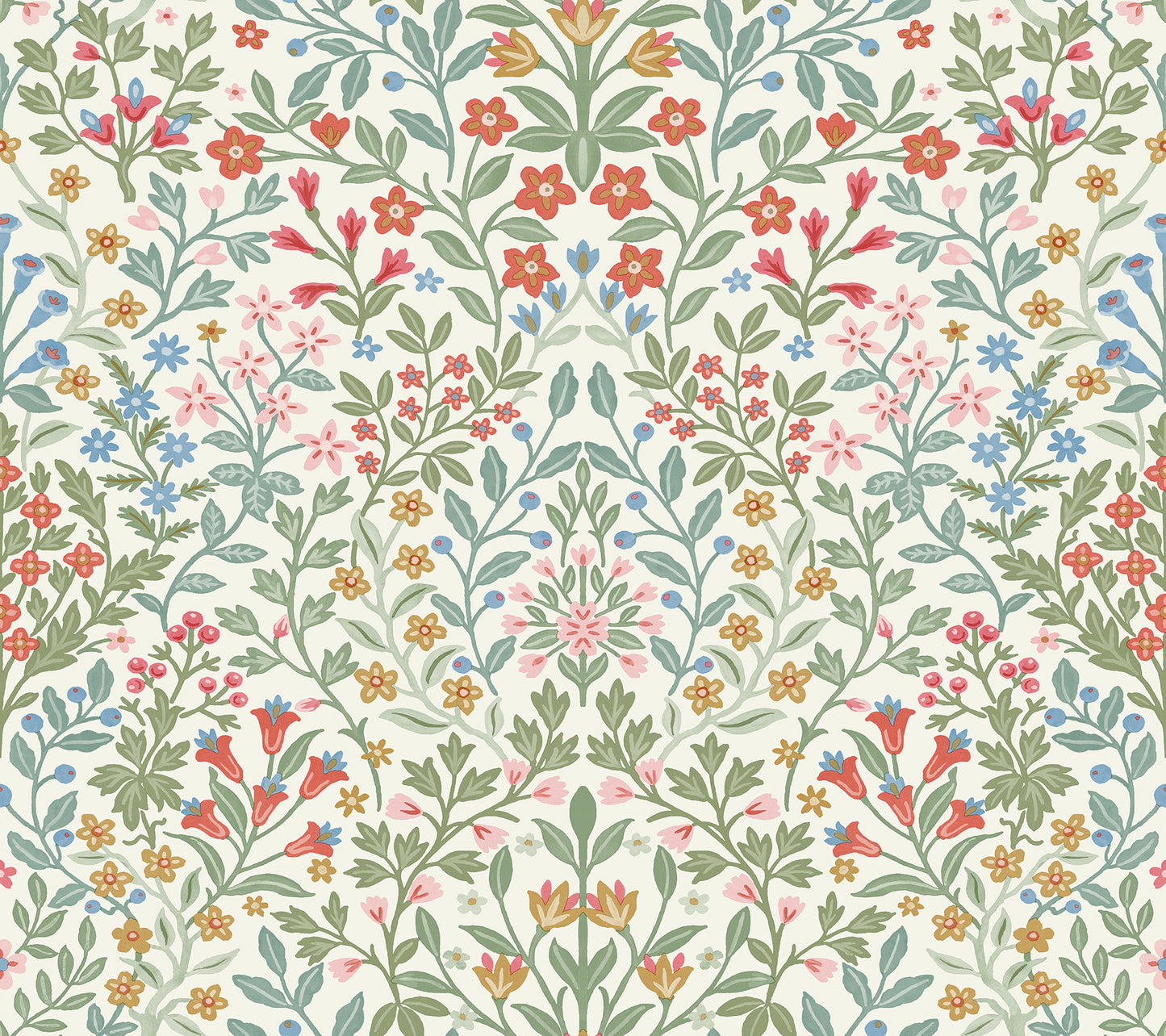 York Wallcoverings Magnolia Home 4 Garden White and Multicolor Terrace Wallpaper Modern Botanical Whites and Off-Whites   - MF4726