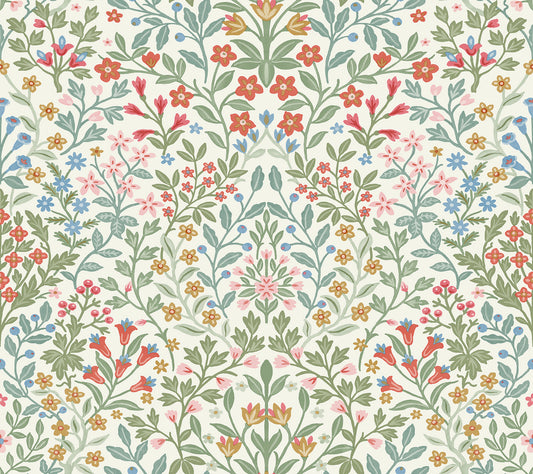 York Wallcoverings Magnolia Home 4 Garden White and Multicolor Terrace Wallpaper Modern Botanical Whites and Off-Whites   - MF4726