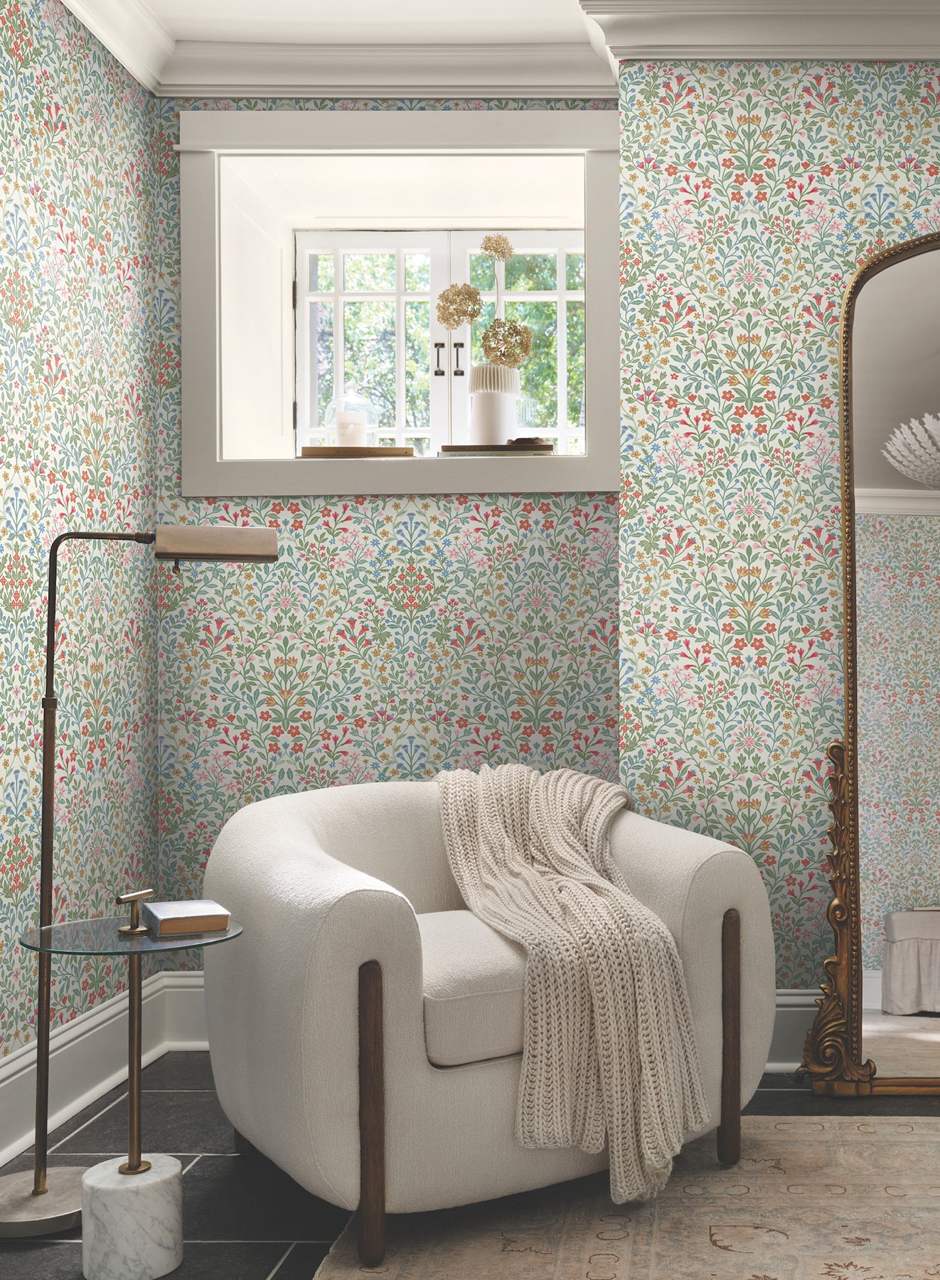 York Wallcoverings Magnolia Home 4 Garden White and Multicolor Terrace Wallpaper Modern Botanical Whites and Off-Whites   - MF4726
