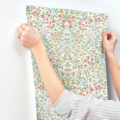 York Wallcoverings Magnolia Home 4 Garden White and Multicolor Terrace Wallpaper Modern Botanical Whites and Off-Whites   - MF4726