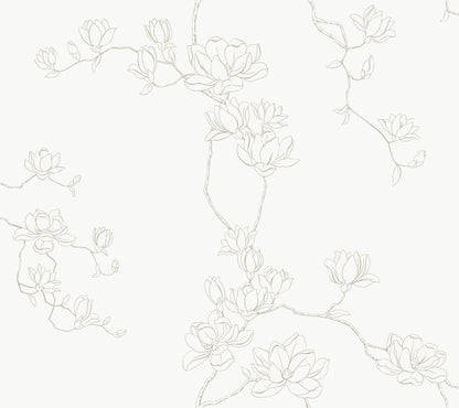 York Wallcoverings Magnolia Home 4 Magnolia Branches Botanical Farmhouse White, Offwhite   - MF4732