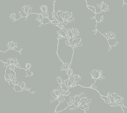 York Wallcoverings Magnolia Home 4 Magnolia Eucalyptus Branches Wallpaper Farmhouse Botanical Blues   - MF4734