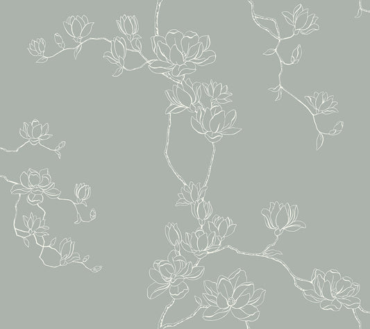 York Wallcoverings Magnolia Home 4 Magnolia Eucalyptus Branches Wallpaper Farmhouse Botanical Blues   - MF4734