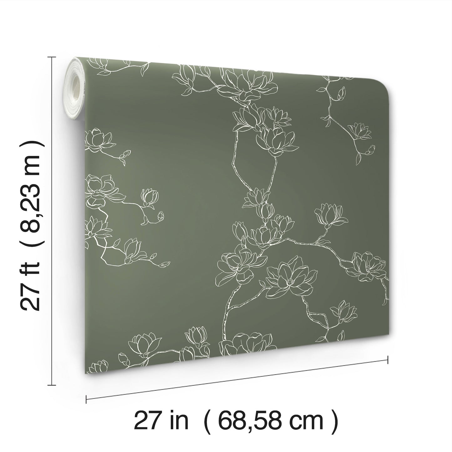 York Wallcoverings Magnolia Home 4 Magnolia Branches Botanical Farmhouse Green   - MF4735