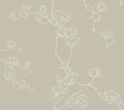 York Wallcoverings Magnolia Home 4 Magnolia Branches Botanical Farmhouse Beige   - MF4736