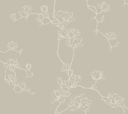 York Wallcoverings Magnolia Home 4 Magnolia Taupe Branches Wallpaper Farmhouse Botanical Beiges   - MF4736