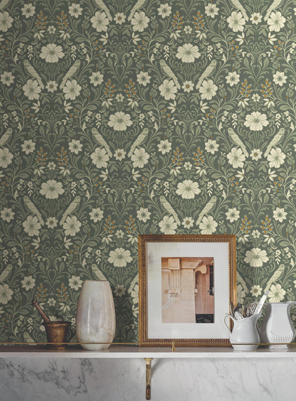 York Wallcoverings Magnolia Home 4 Colette Botanical Modern Green   - MF4741