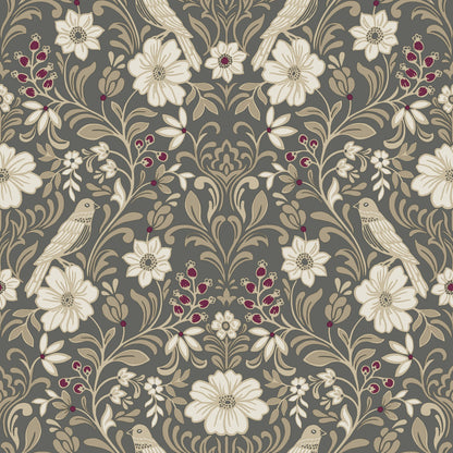York Wallcoverings Magnolia Home 4 Colette Botanical Modern Grey   - MF4743