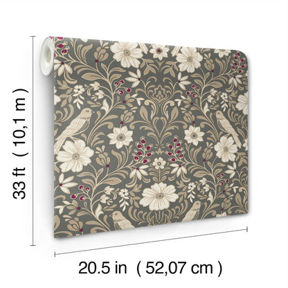 York Wallcoverings Magnolia Home 4 Colette Botanical Modern Grey   - MF4743