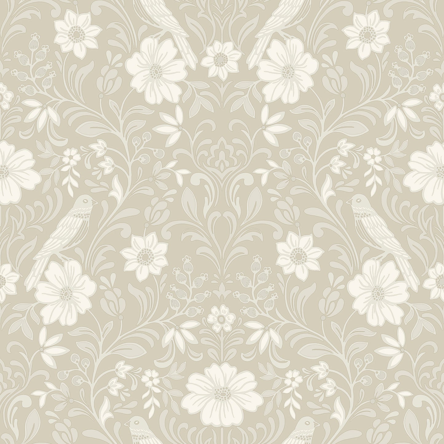York Wallcoverings Magnolia Home 4 Colette Linen Wallpaper Modern Botanical Beiges   - MF4744