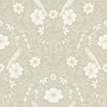 York Wallcoverings Magnolia Home 4 Colette Linen Wallpaper Modern Botanical Beiges   - MF4744