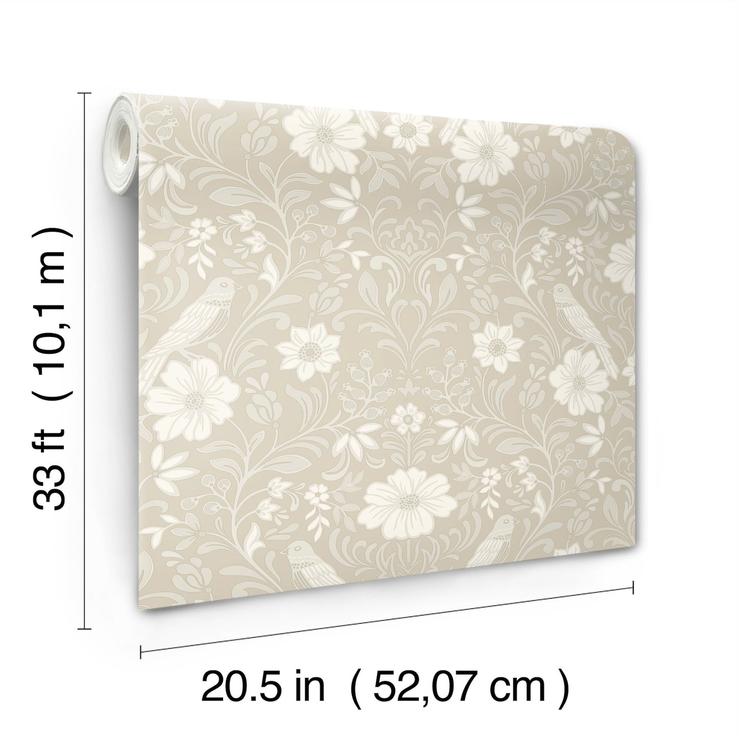 York Wallcoverings Magnolia Home 4 Colette Linen Wallpaper Modern Botanical Beiges   - MF4744