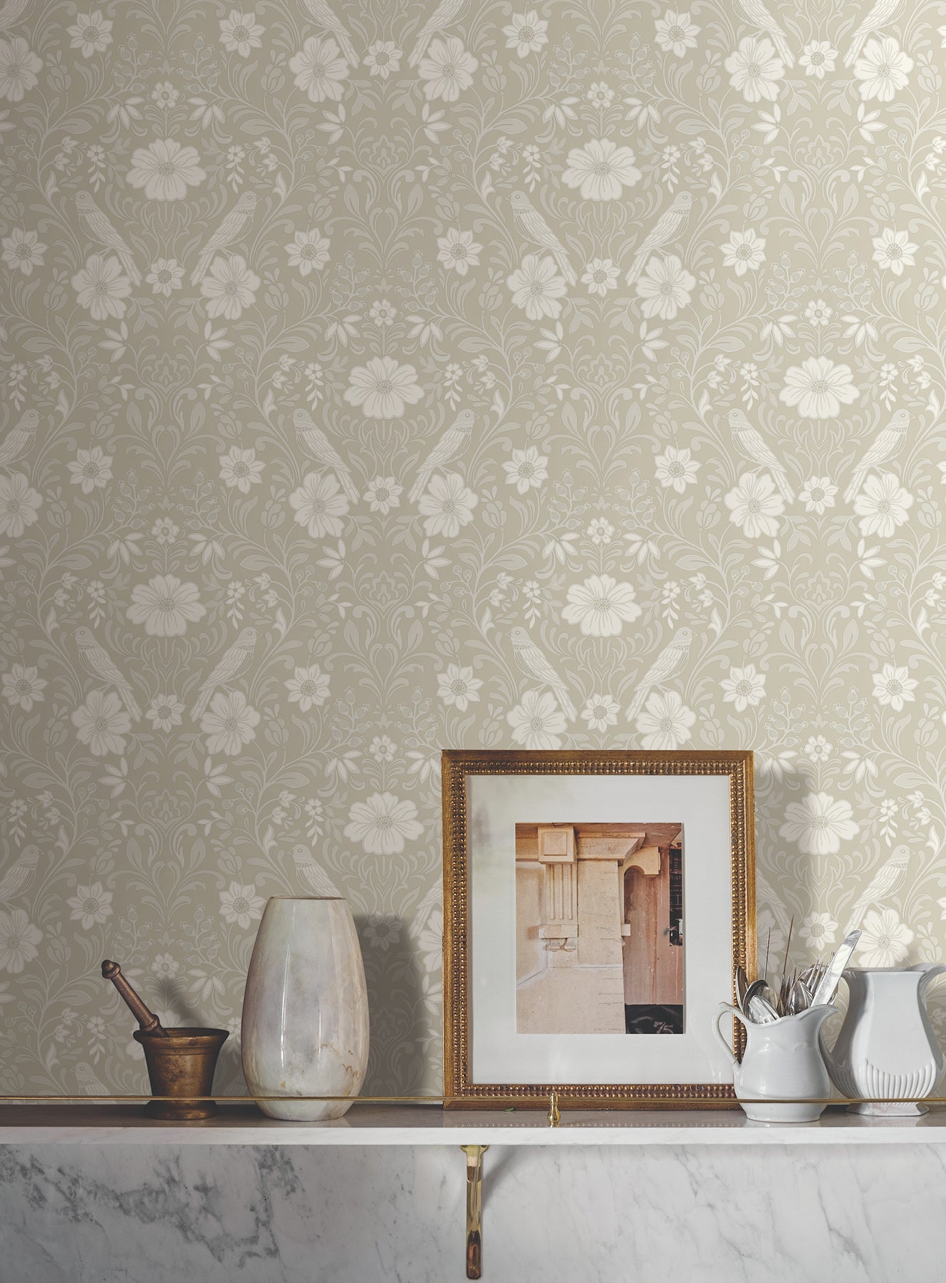 York Wallcoverings Magnolia Home 4 Colette Botanical Modern Beige   - MF4744