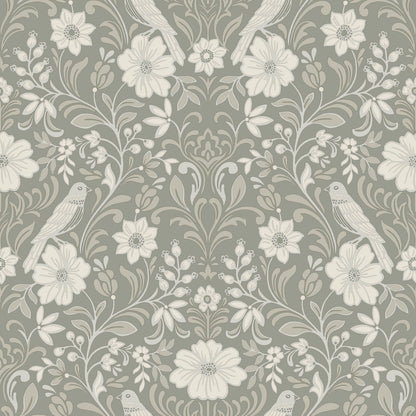 York Wallcoverings Magnolia Home 4 Colette Botanical Modern Grey   - MF4746