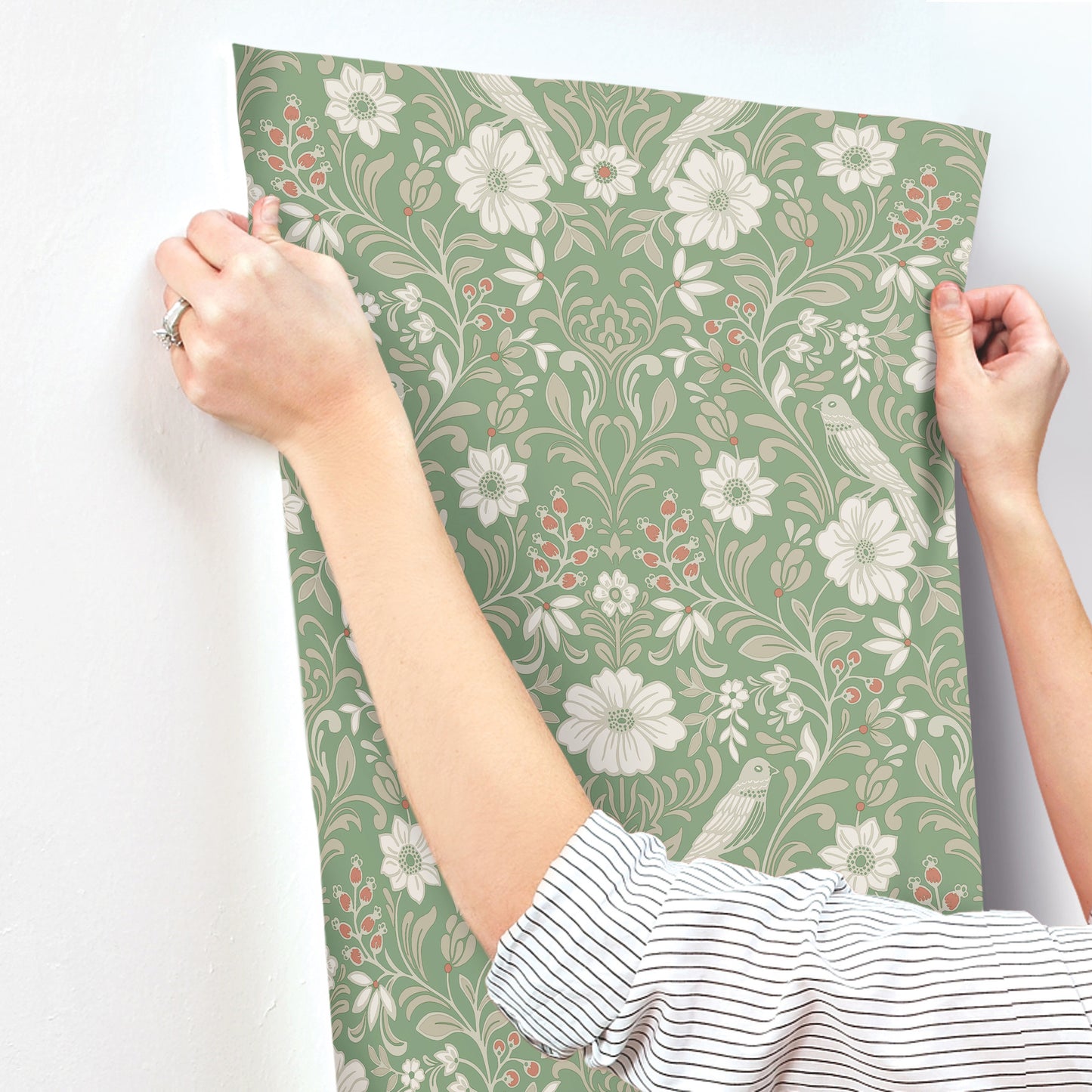 York Wallcoverings Magnolia Home 4 Colette Bright Green Wallpaper Modern Botanical Greens   - MF4747