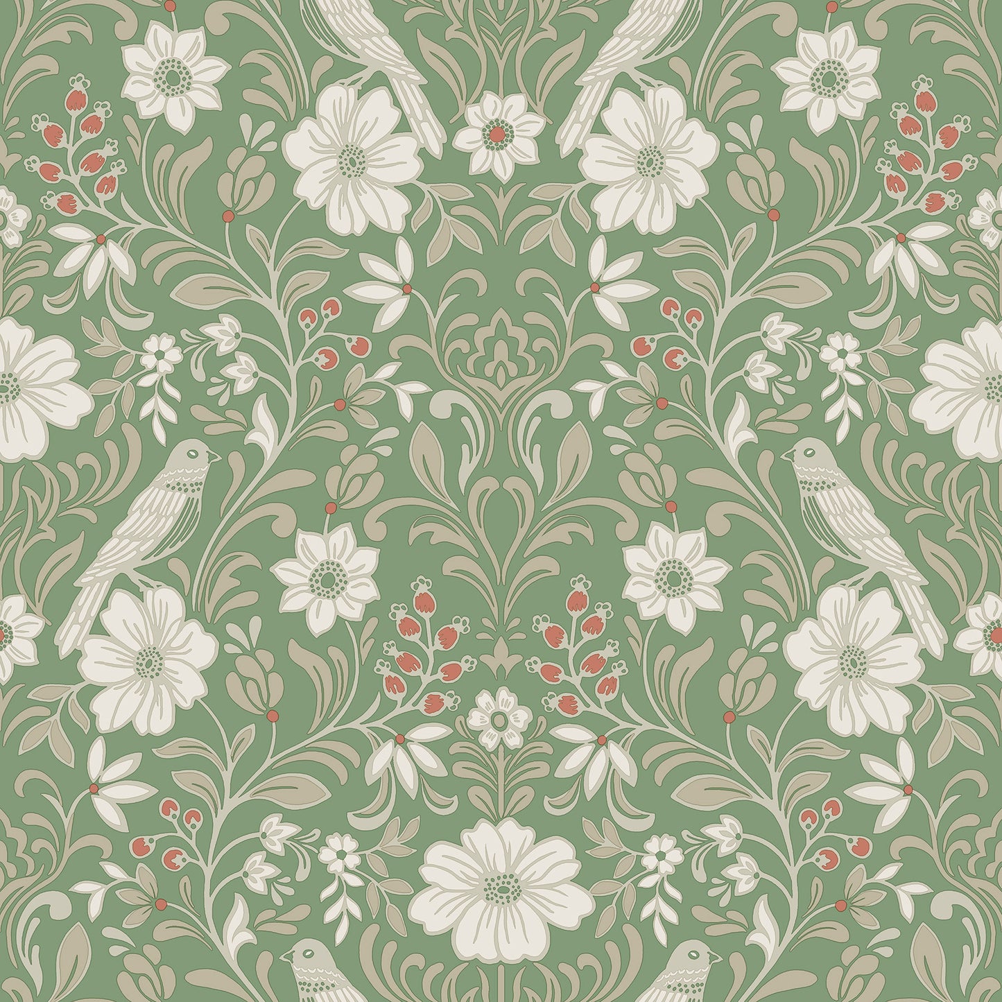 York Wallcoverings Magnolia Home 4 Colette Bright Green Wallpaper Modern Botanical Greens   - MF4747