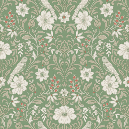 York Wallcoverings Magnolia Home 4 Colette Bright Green Wallpaper Modern Botanical Greens   - MF4747