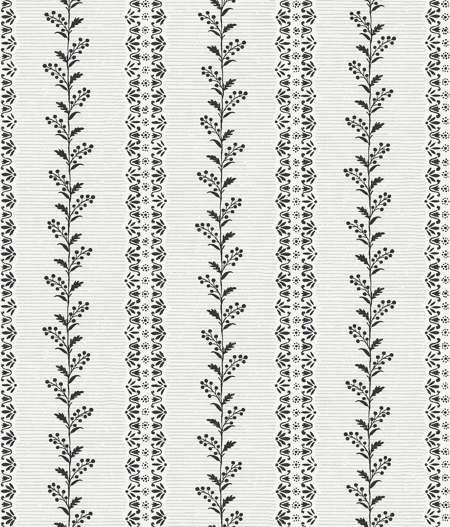 York Wallcoverings Magnolia Home 4 Everleigh White and Black Wallpaper Transitional Botanical Whites and Off-Whites   - MF4761