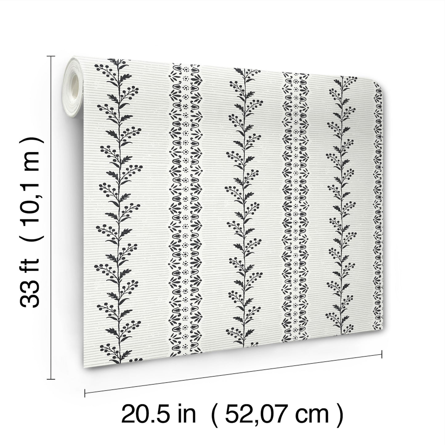 York Wallcoverings Magnolia Home 4 Everleigh White and Black Wallpaper Transitional Botanical Whites and Off-Whites   - MF4761