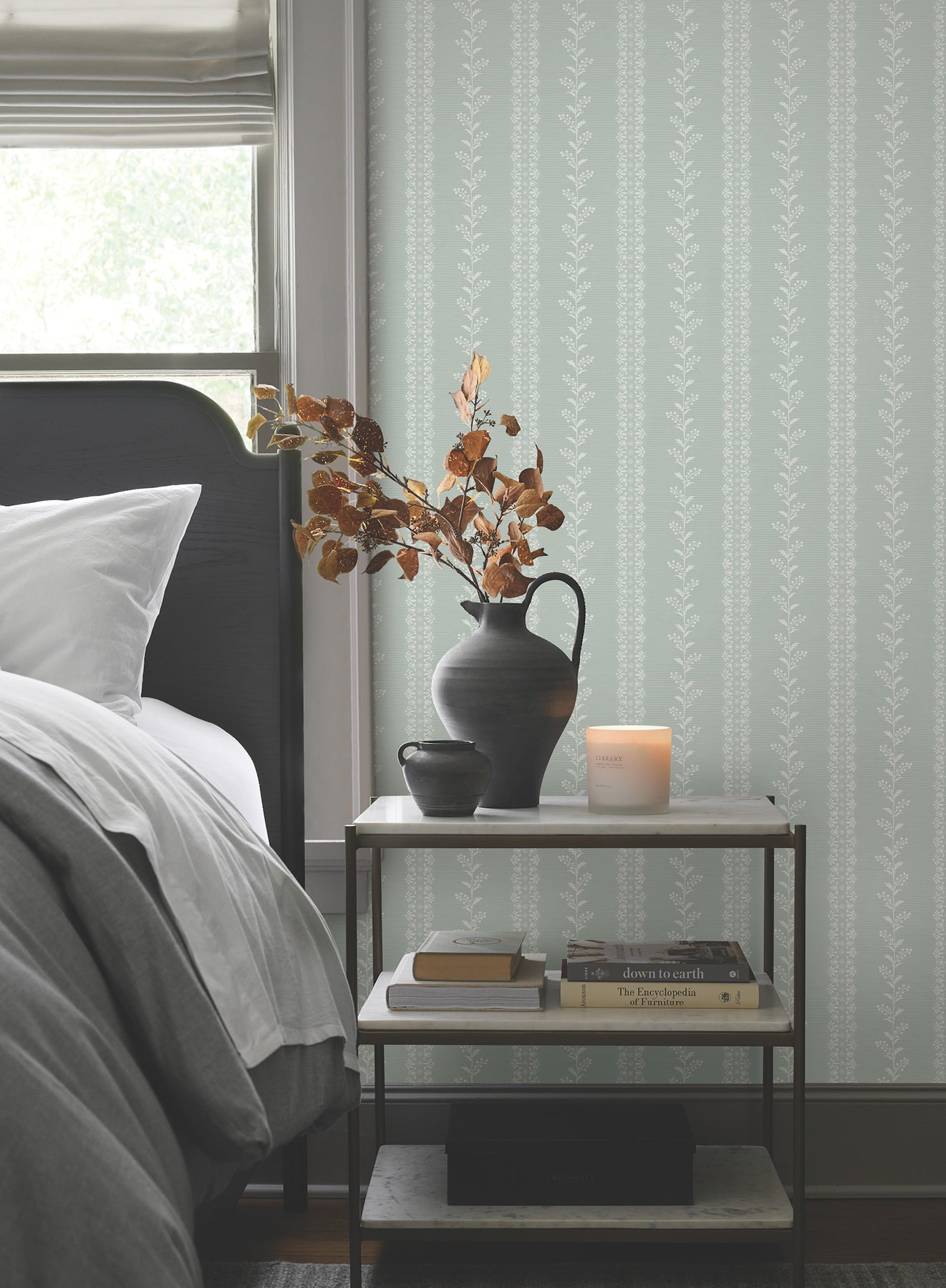 York Wallcoverings Magnolia Home 4 Everleigh Sage Wallpaper Transitional Botanical Greens   - MF4762