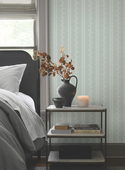 York Wallcoverings Magnolia Home 4 Everleigh Sage Wallpaper Transitional Botanical Greens   - MF4762