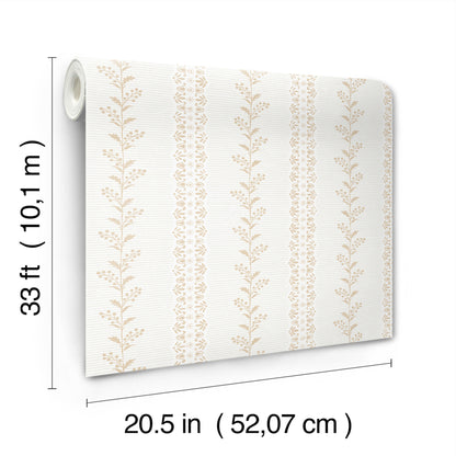 York Wallcoverings Magnolia Home 4 Everleigh Ochre Wallpaper Transitional Botanical Whites and Off-Whites   - MF4763