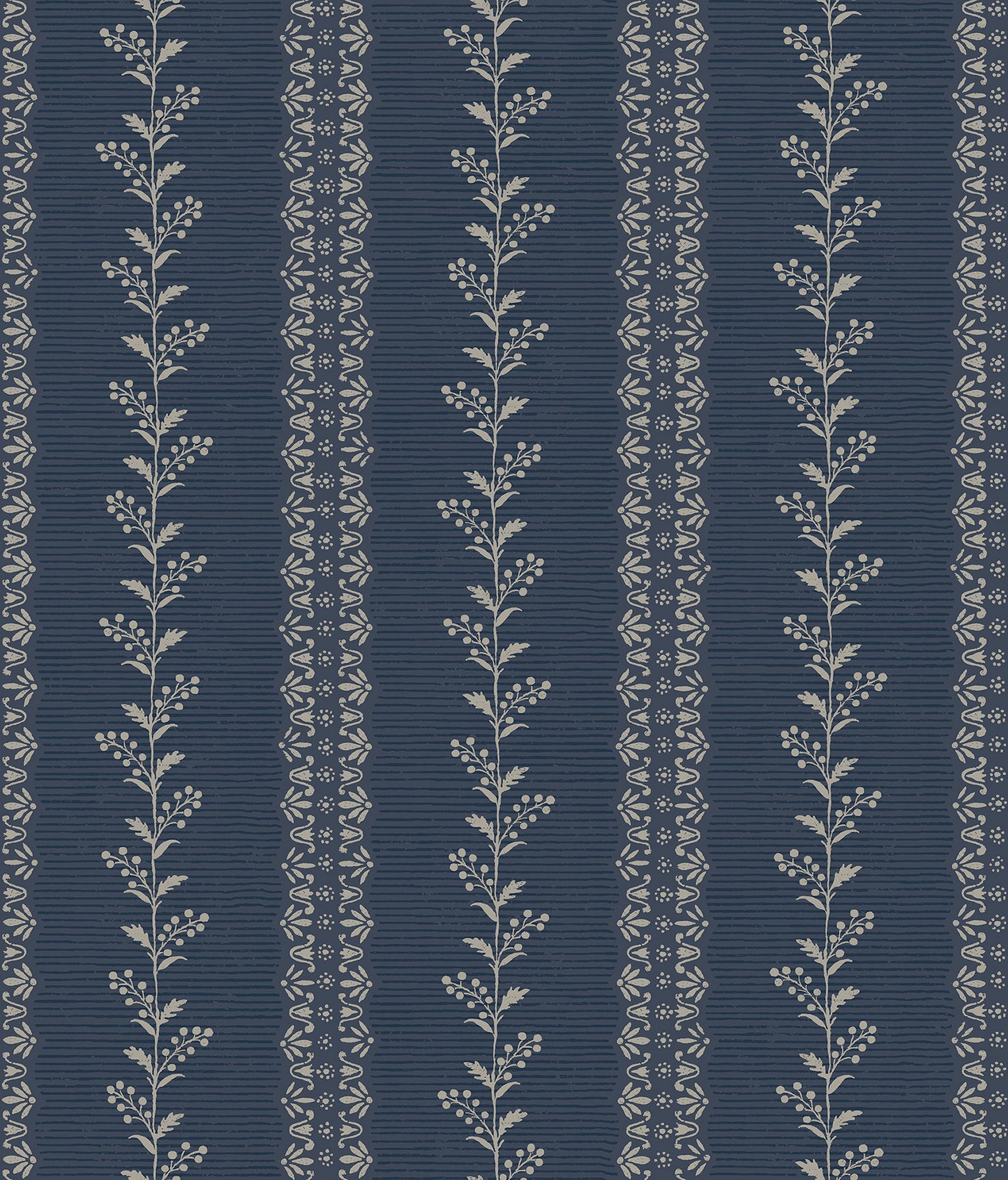 York Wallcoverings Magnolia Home 4 Everleigh Navy Wallpaper Transitional Botanical Blues   - MF4766