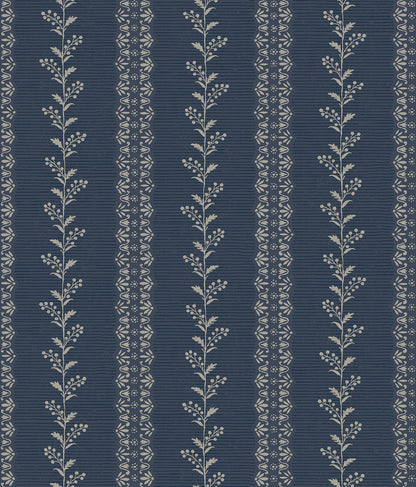 York Wallcoverings Magnolia Home 4 Everleigh Navy Wallpaper Transitional Botanical Blues   - MF4766