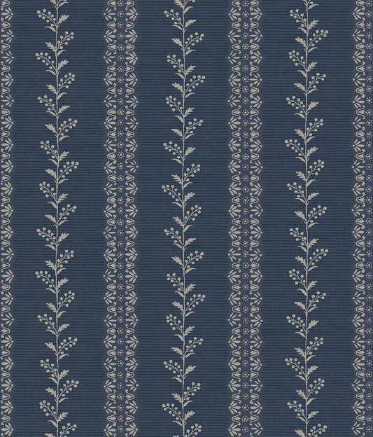 York Wallcoverings Magnolia Home 4 Everleigh Navy Wallpaper Transitional Botanical Blues   - MF4766