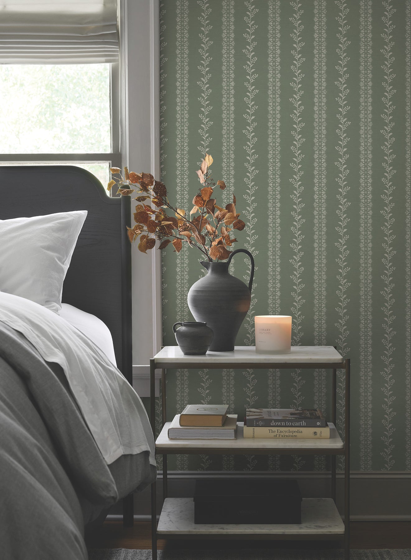 York Wallcoverings Magnolia Home 4 Everleigh Pine Wallpaper Transitional Botanical Greens   - MF4767