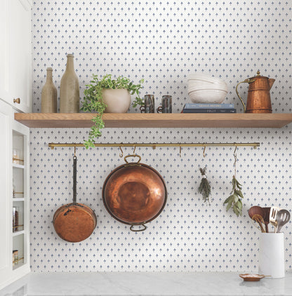 York Wallcoverings Magnolia Home 4 Charm Blue Wallpaper Traditional Small Prints Beiges   - MF4772